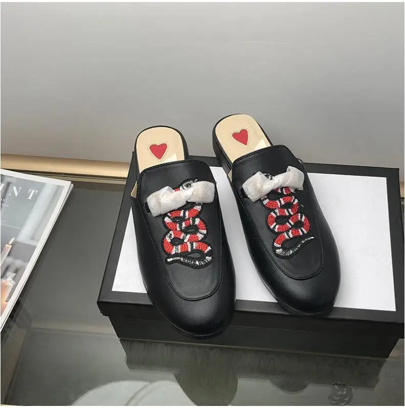 Роскошные повседневные женские дизайнерские сланцы курительные тапки кожаные