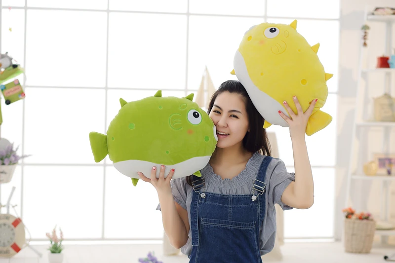 Мультяшная симпатичная Рыба фугу плюшевая подушка Globefish чучела животное кукла