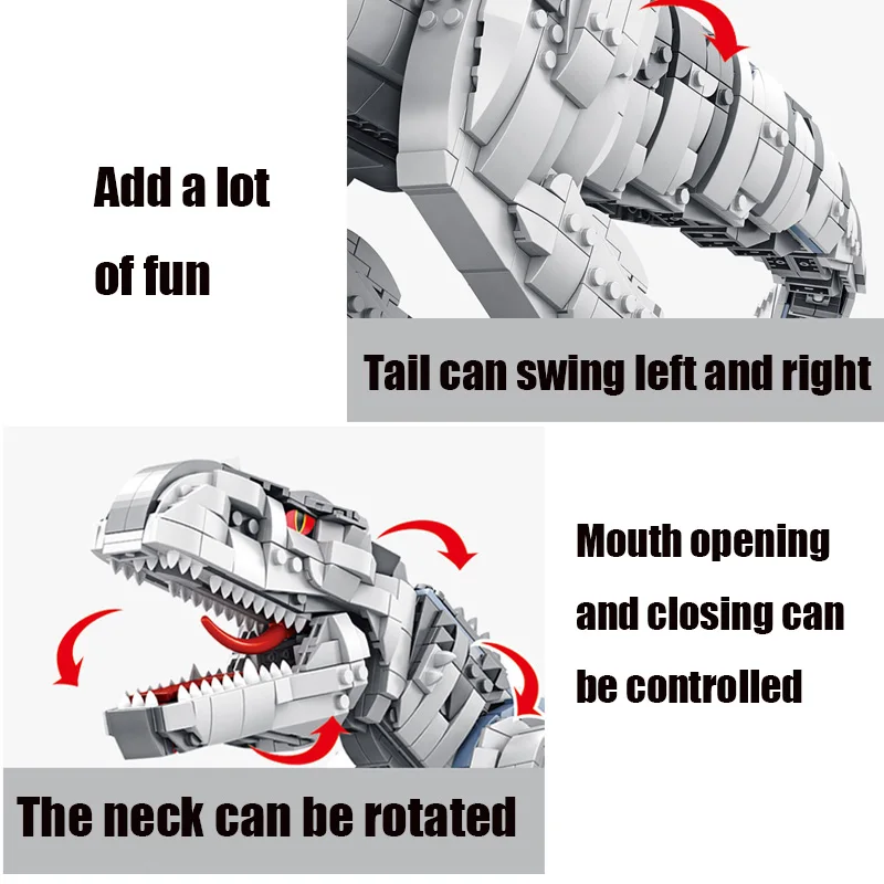 

2108pcs Dinosaur Animal Model Sets Building Blocks Movie Creator Grey Dinosaur Decoration Bricks Educational Toys Kids Gifts