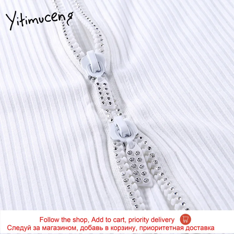 

Yitimuceng Woman Tshirts Zipper Casual Cardigan Black White Summe Plus Size 2021 V-Neck Short Sleeve T Shirt Top Fashion New