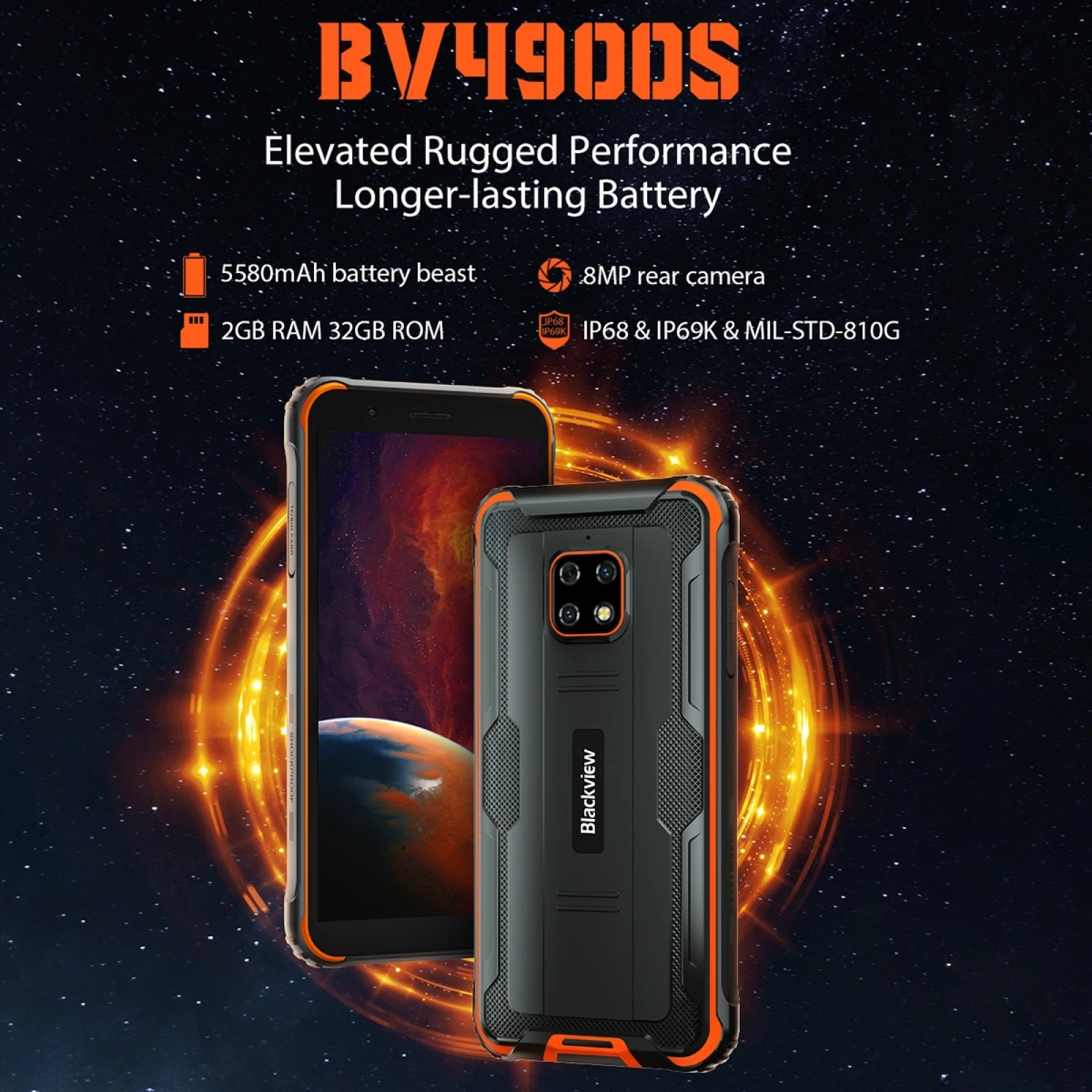 Смартфон Blackview BV4900S защищенный IP68 Android 11 2 + 32 ГБ 5 7 дюйма 5580 мАч | Мобильные телефоны