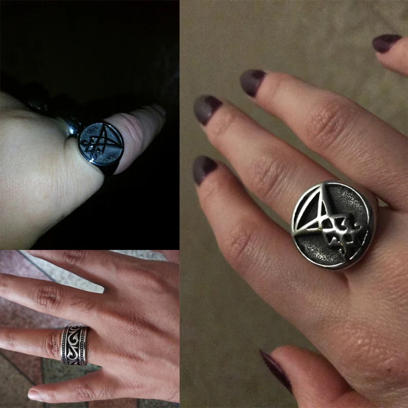 Мужское кольцо из нержавеющей стали Sigil of Lucifer Seal сатана для короны кленового
