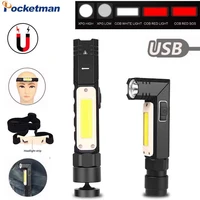 8000lm led flashlight handfree dual fuel 90 degree twist rotary clip usb rechargeable waterproof magnet mini led torch outdoor
