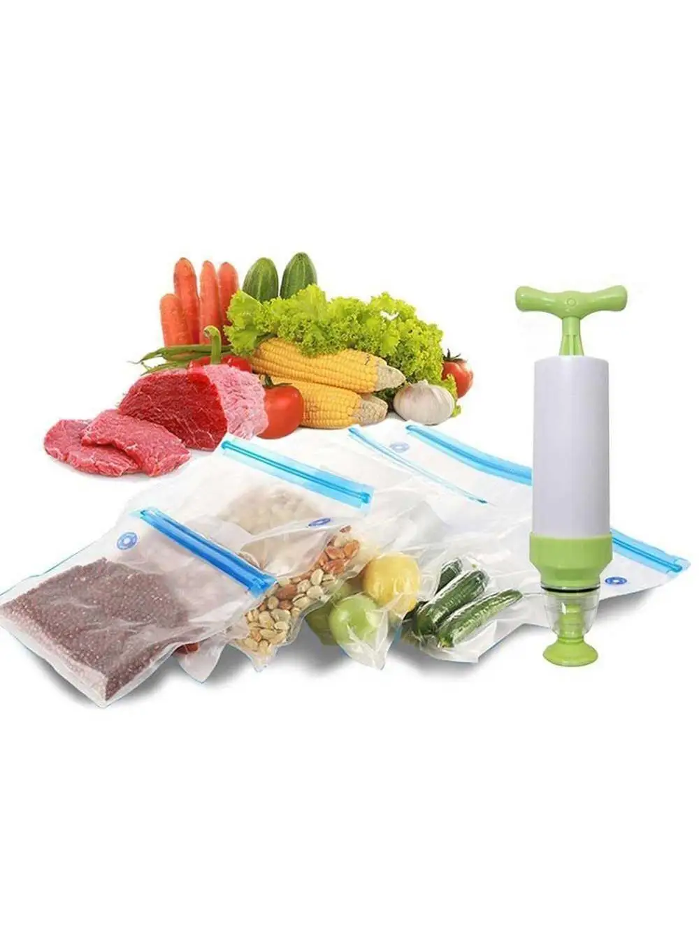 

Reusable Food Vacuum Sealed Bag Handheld Sealing Packaging Machine Kitchen Ziplock Packaging Eco Friendly Storage，Without pump