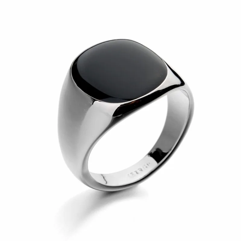 

925 Silver Unisex Simple Ring Smooth Gem Inlaid Ring for Man Jewelry Gold Silver Plated