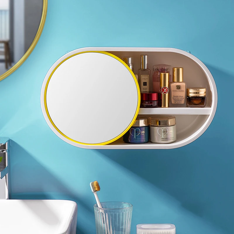 Caja de almacenamiento de cosméticos para colgar en la pared, armario de baño creativo, ponchero libre, accesorios de baño