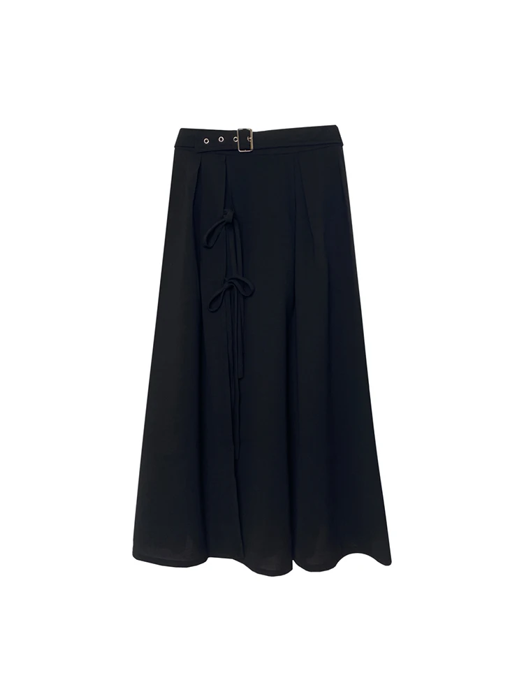 Женская Асимметричная юбка с перекрестной шнуровкой черная Повседневная