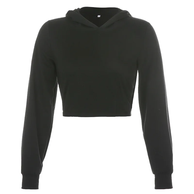 

Women Autumn Black Hoodie Tops Cross Bandage Tie Up Backless Sweatshirt 2021 Sexy Long Sleeve Harajuku Pink Pullover Crop Tops