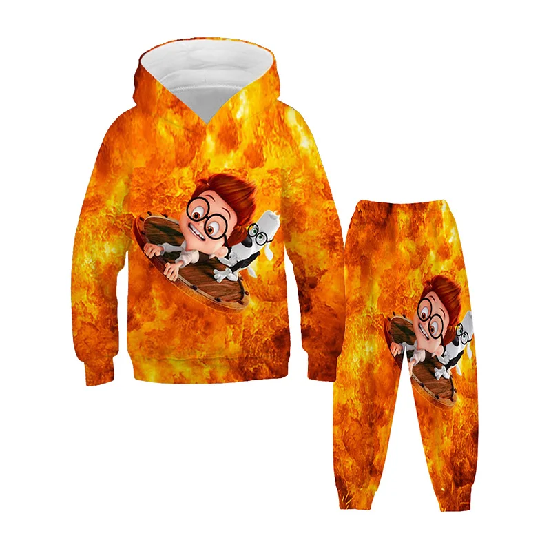 

Kids Hoodie Set Mr. Peabody & Sherman Cartoon Sweatshirt+Pants Suit Boys Girls Children Tops+Bottom Long Sleeve Pullover Clothes