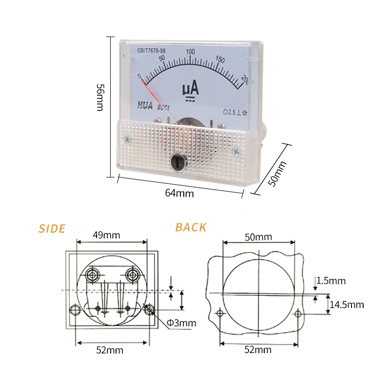 85C1 амперметр постоянного тока аналоговая панель 1 мА 2 3 5 10 15 20 30 50 200 300 400 500 и т. д.