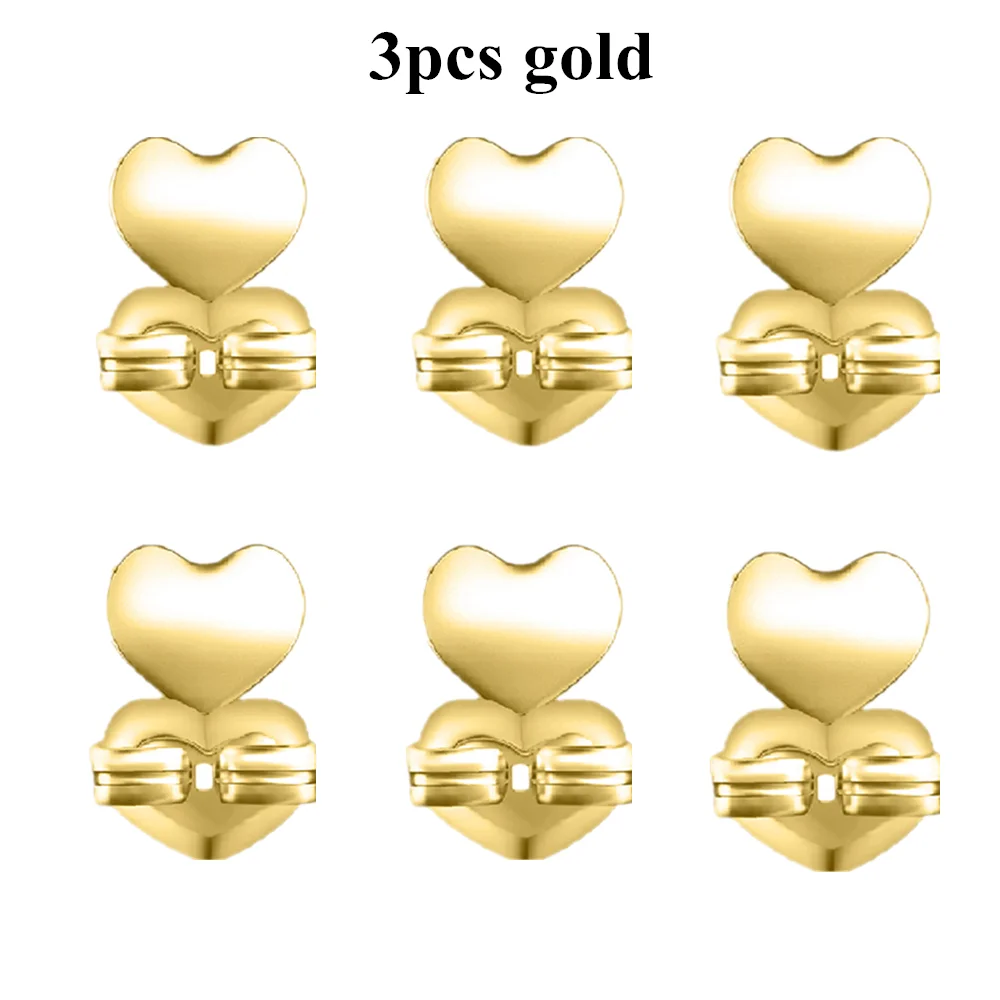 3 gold Seanuo Золотые/серебряные серьги-гвоздики с гайкой, гипоаллергенные, подходят для сережек, поддержка для женщин - Окраска металла: 3 gold