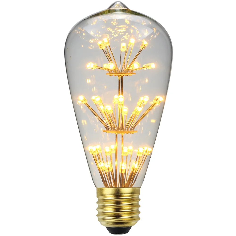 

TIANFAN Led Bulbs Vintage Style Edison Bulb ST64 3W Starry Firework AC85-265v E27 RGB Decorative Light Bulbs