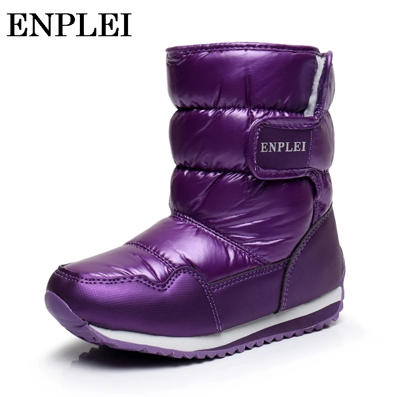 Enplei/детские зимние ботинки Водонепроницаемые Нескользящие шерстяные для