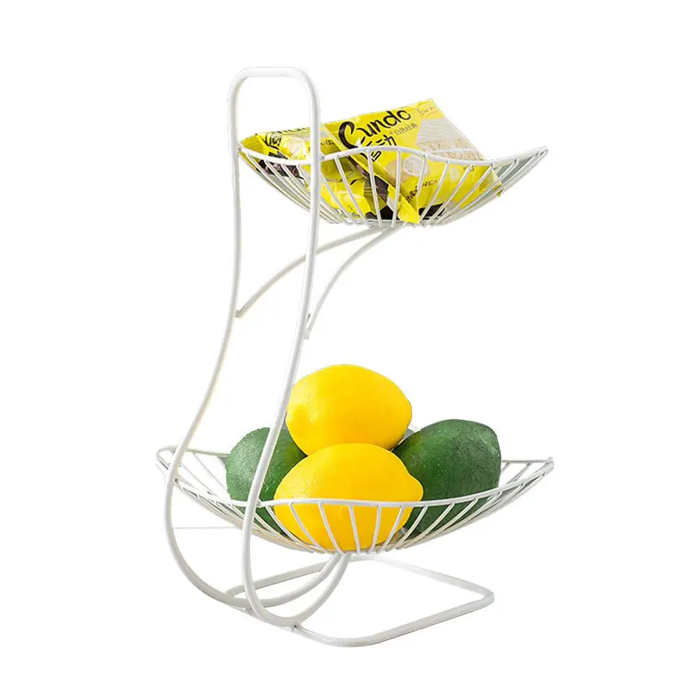 

2 Tier Fruit Basket Holder Stand Kitchen Storage Stainless Steel Living Room Kitchen Organizer Decor