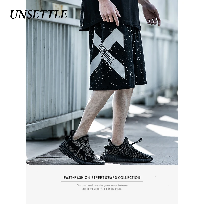 UNSETTLE японские мужские хип хоп бегуны шорты в уличном стиле Лето светоотражающий