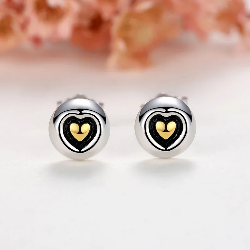 

KALETINE Heart Earrings for Girls Sterling 925 silver Cute Love Earring Stud Gold Heart Ear Studs Women Jewelry Gifts KLTE107