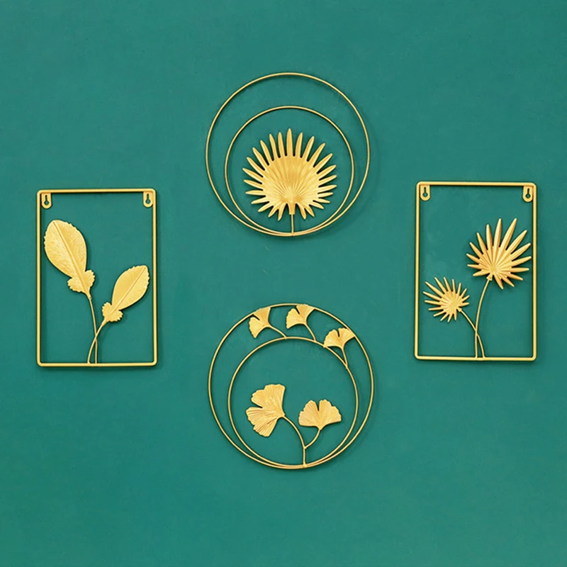 

Nordic Metal Leaf Plant Wall Decor Wrought Iron Wall Hanging Non-perforated Wall Mural Living Room Bedroom Home Decoration Hot