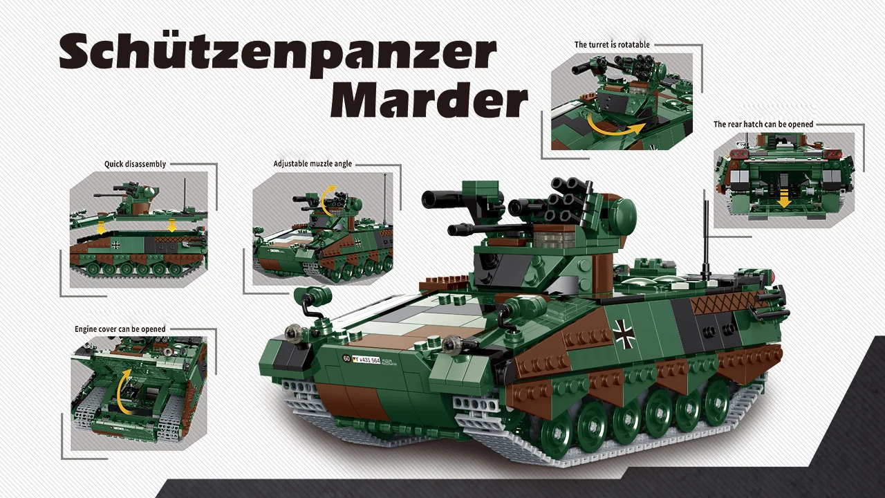 World war military germany schutzenpanzer marder batisbricks building block IFV model ww2 army figures moc bricks toy collection | Игрушки и