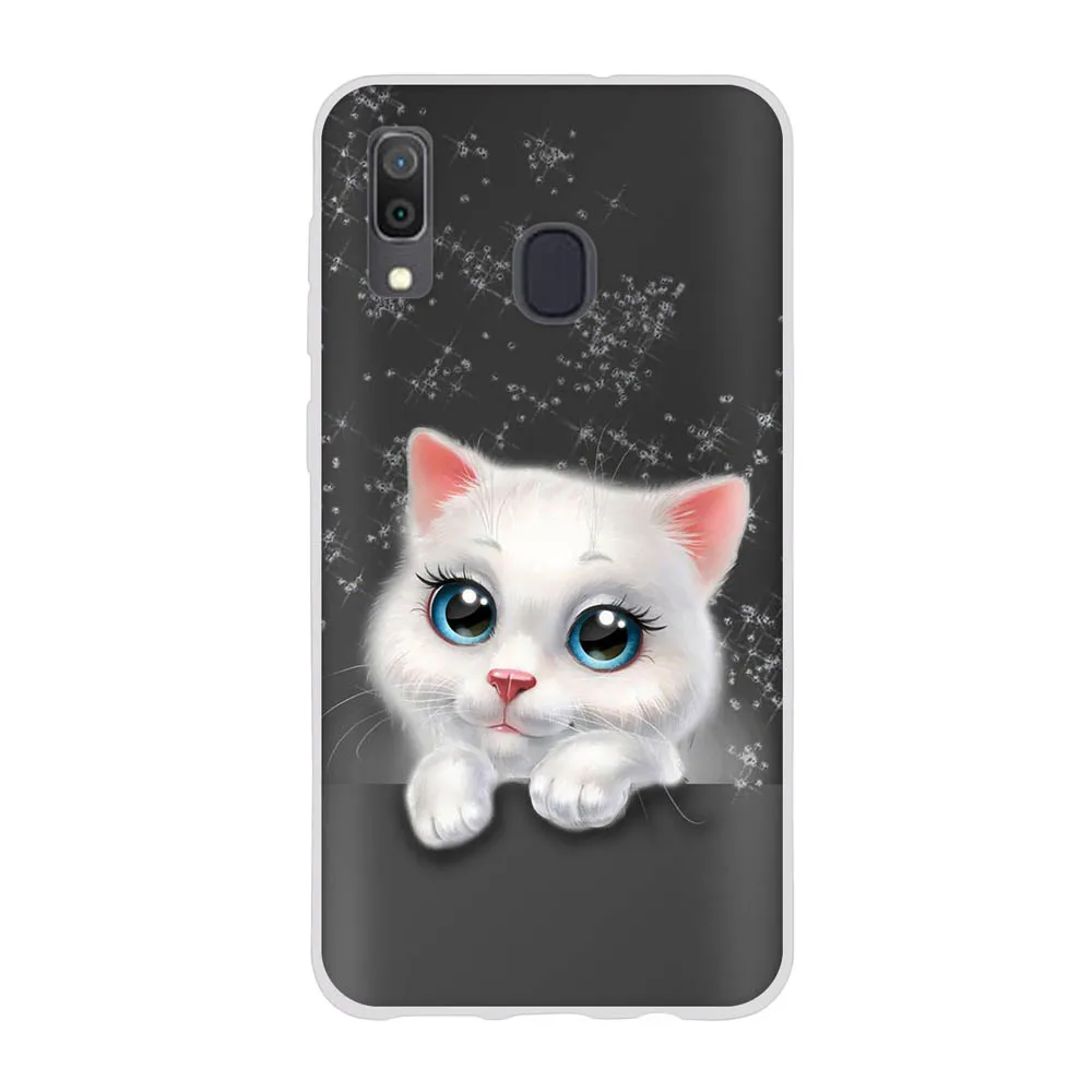 For Samsung Galaxy A10 A20 A30 A40 A50 A70 Case Silicone Back Protective Slim TPU Pattern Cartoon Cat Funda 3D Bumper | Мобильные