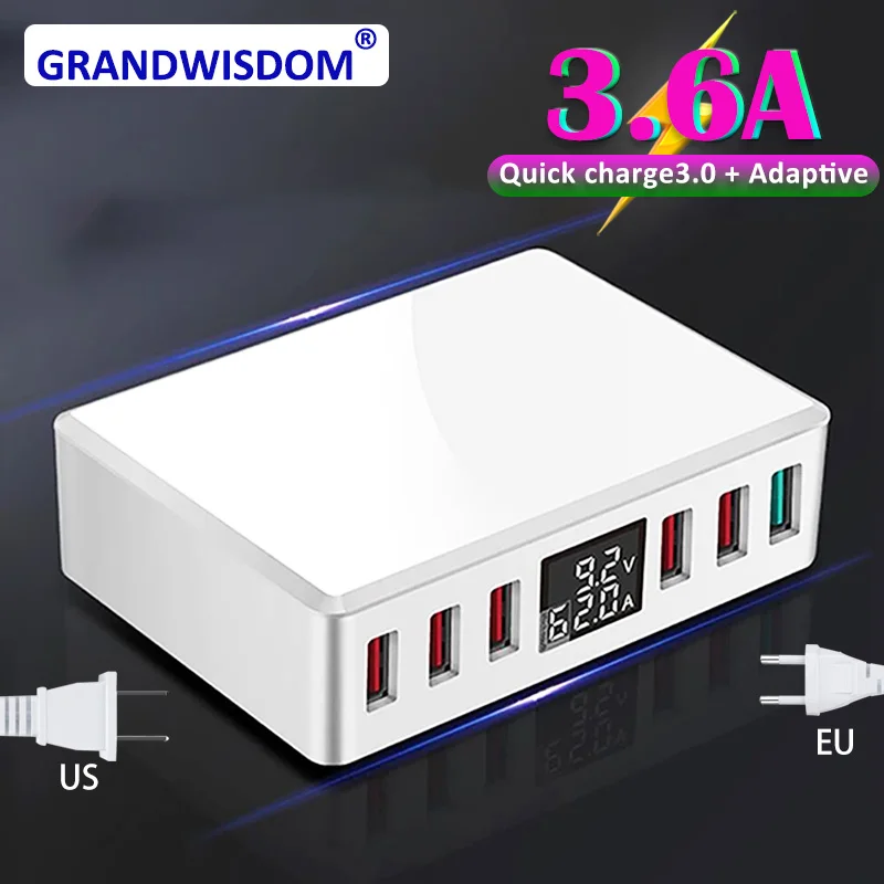 QC 3 0 6 портов s USB зарядное устройство для смарт зарядки многопортовое путешествий