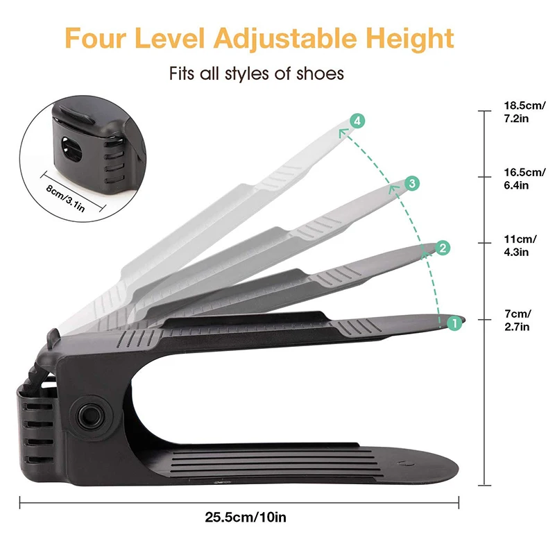 10 шт. обуви слотами Организатор регулируемый укладчик двухслойная полка для