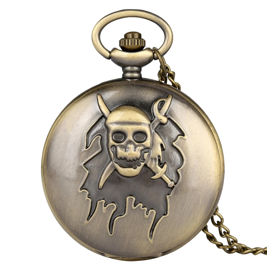 Мужские и женские кварцевые часы в стиле ретро бронзовые карманные с пиратским