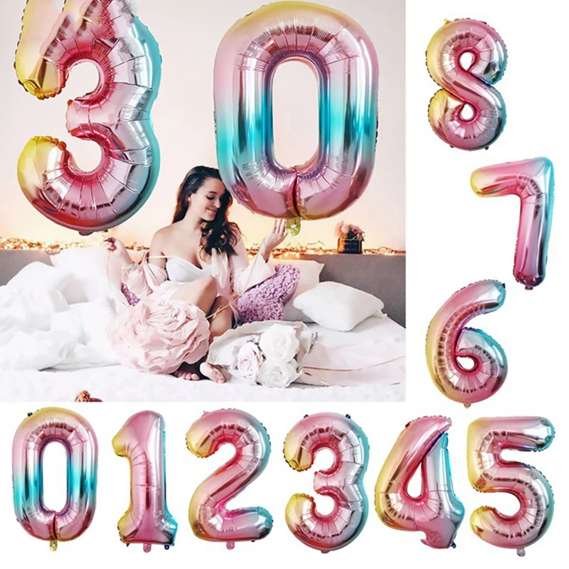 32 дюймов С Днем Рождения шар фольга Количество шарики для День вечерние