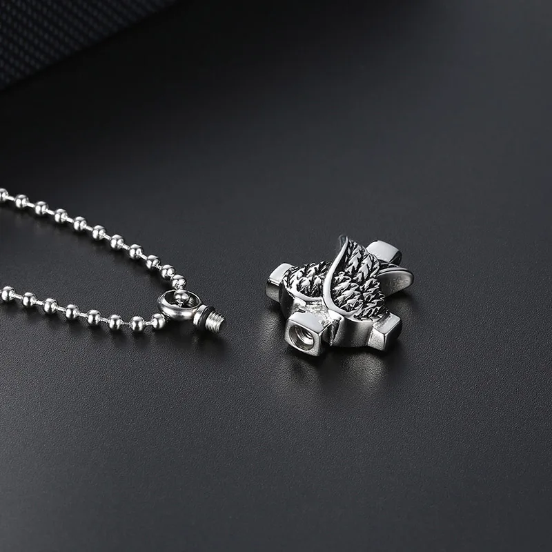 V.YA ювелирное ожерелье из титановой стали крестообразное с флаконом для духов