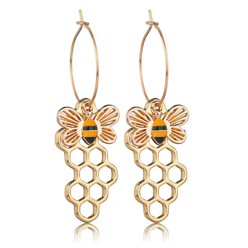 Женские очаровательные висячие серьги в виде пчелиной ракушки модные