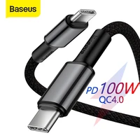 baseus usb c to usb type c cable 100w pd fast charger cord for macbook for ipad pro2020 xiaomi mi 9 10 samsung s20 type c cable