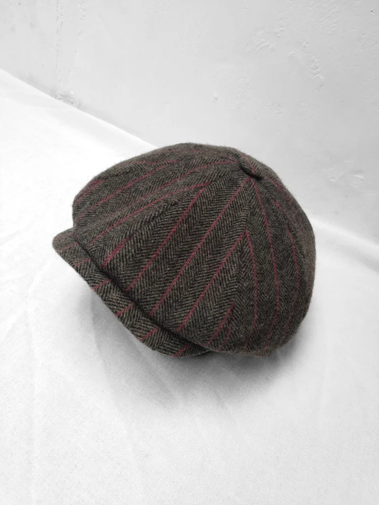 

British Retro Beret Men Women Octagon Hats Striped Hat Black Men's Newsboy Hat Adult