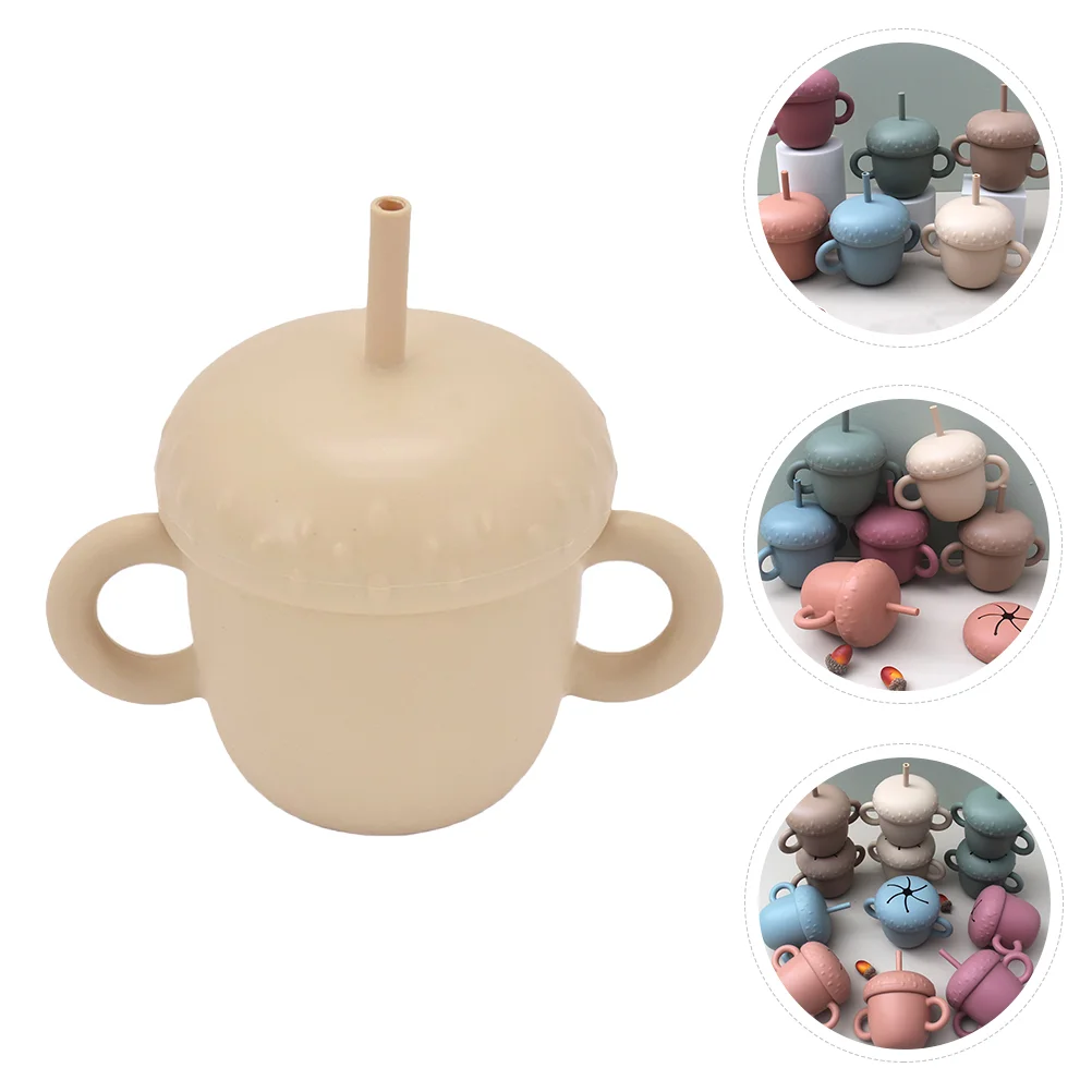 

Baby Bottle Silicone Straw Cup Handle Training Bottle Kids Drinking Cup