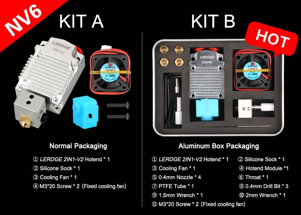 LERDGE 2IN1-V2 Hontend 2 насадки переключение цвета Hotend Diy kit части 3D принтера двойной цвет печатающая головка экструдер 0,4/1,75 мм подарок