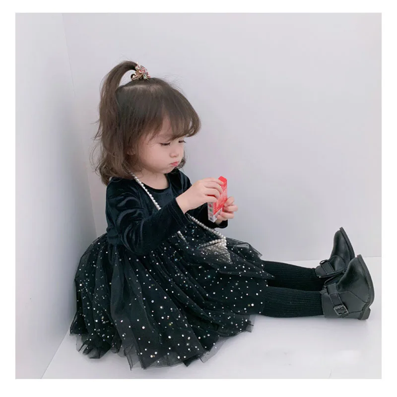 

Girls Dresses Autumn And Winter Plus Velvet Children's Fluffy Yarn Dress Teens Girls Clothing Fashion Princess Dress