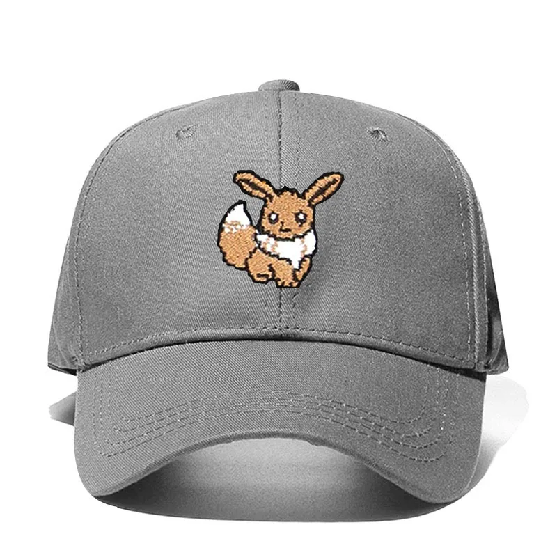 Вышивка Pixelated Pokemon Go Eevee Ash игра анимация персонажи папа шляпа хлопок Бейсболка для мужчин и женщин шляпа - Цвет: Серый