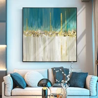 light extravagant hand painted gold leaf abstract landscape oil painting modern minimalist restaurant entrance living room decor