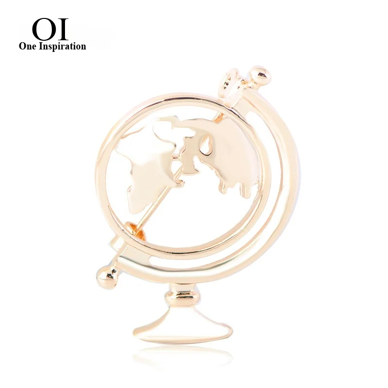 

OI Classic Globe Enamel Pins Alloy Brooch For Women Worker Uniform Suit Costume Decoration Corsage Work Activity