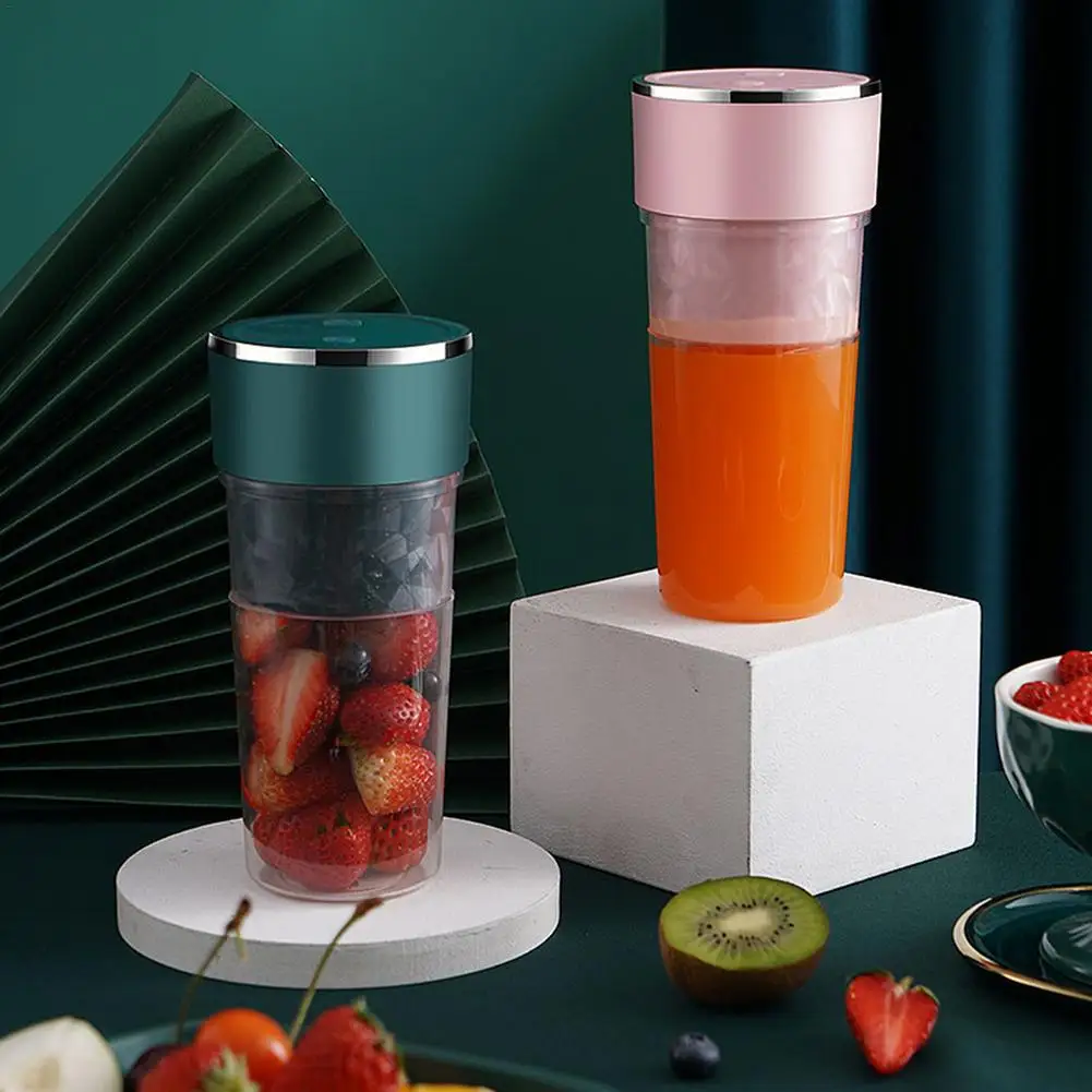 

USB Charging Juicer With 2PC Blade Wireless Portable Electric Fruit Juice Machine Kitchen Fruit Tool Rechargeable Juicer Cup