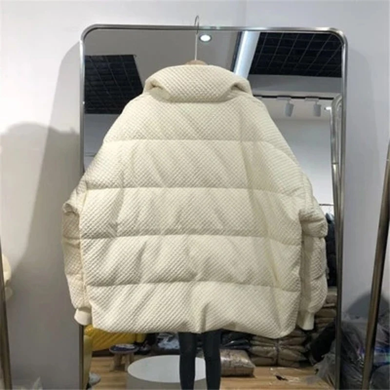 New collection 2021 Winter Fairy Jacket Embossed White Duck Down Down Jacket Bread Jacket Women's Loose Short Thicken causal
