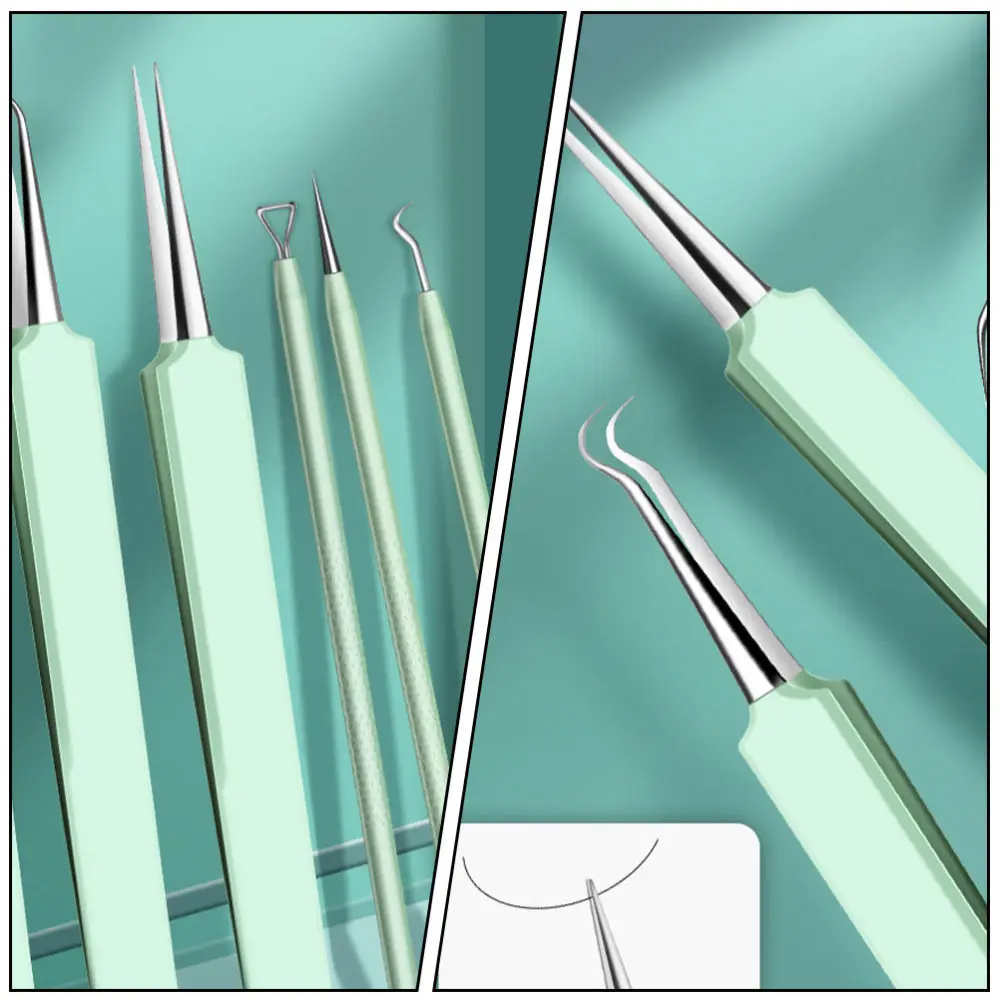 

1 Set 6 Pcs Portable Blackhead Removers Multipurpose Pimple Extractors (Green)