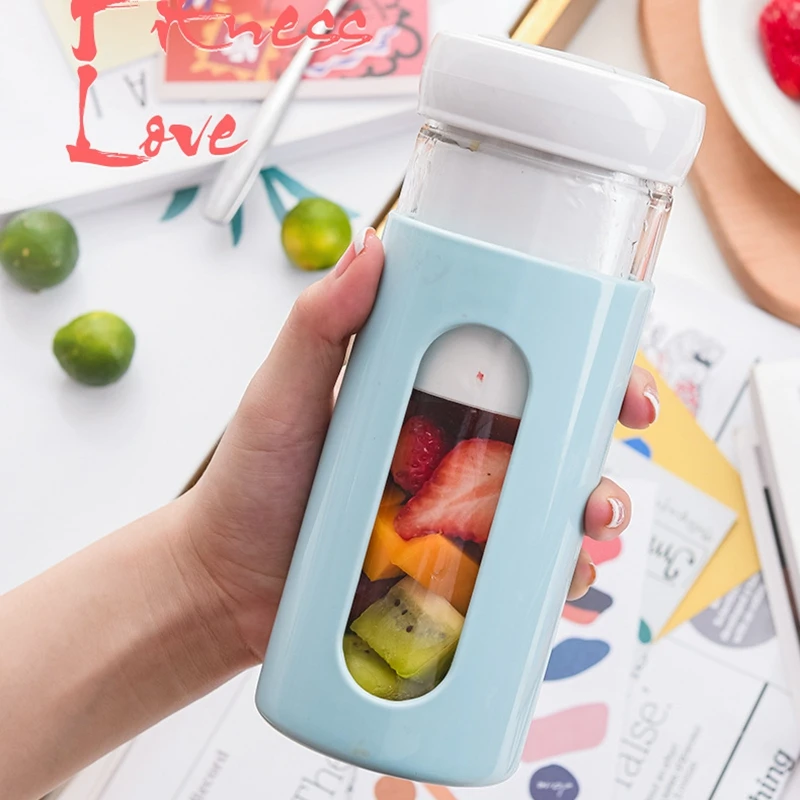 구매 BPA 무료 USB 충전식 휴대용 블렌더 개인 300ml 유리 스무디 블렌더 쥬서 컵 여행 과일 믹서