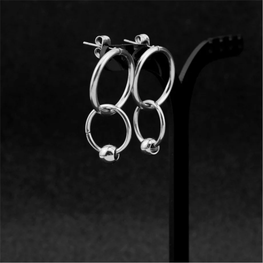 

2021 New Fashion European And American Style Earrings Female Ring Hanging Beads Earrings Summer Stainless Steel Jewelry