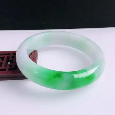 

zheru jewelry natural Myanmar jadeite 54-64mm green two-tone bracelet elegant princess jewelry best gift