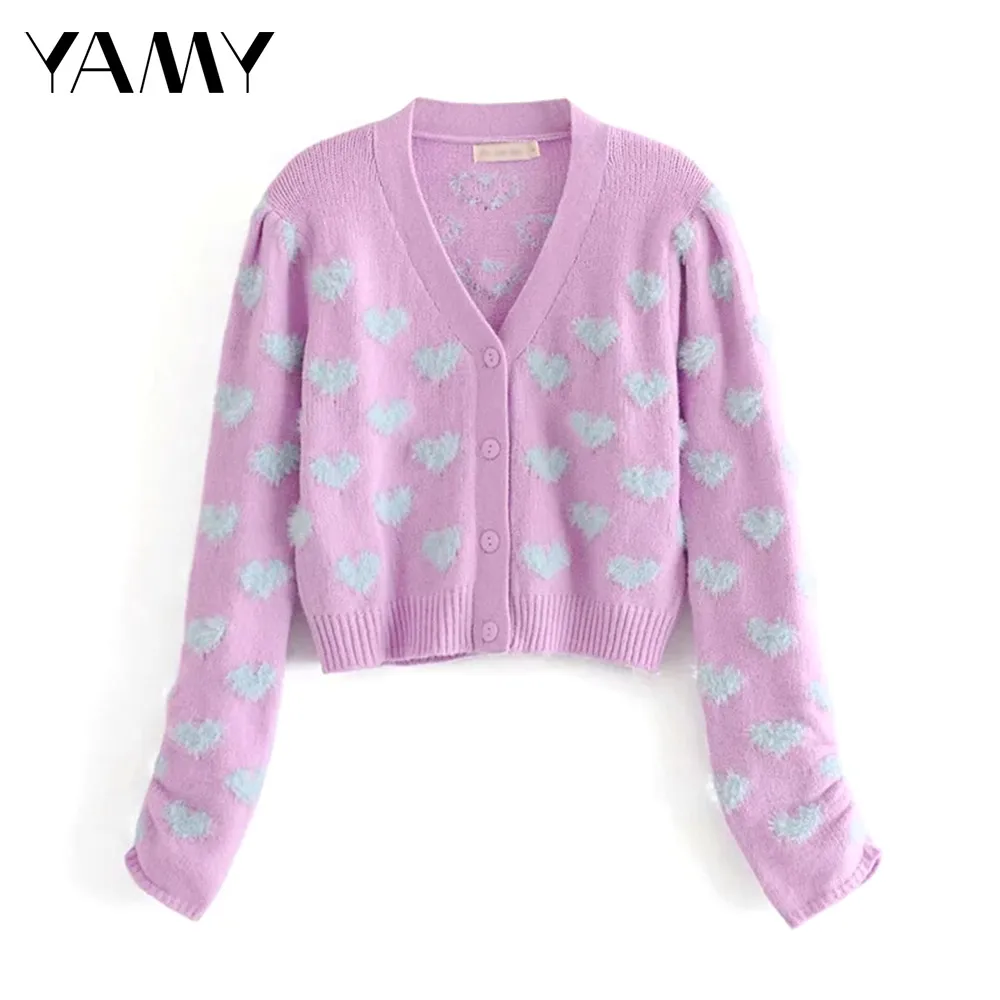 

Женский вязаный свитер с V-образным вырезом и длинным рукавом