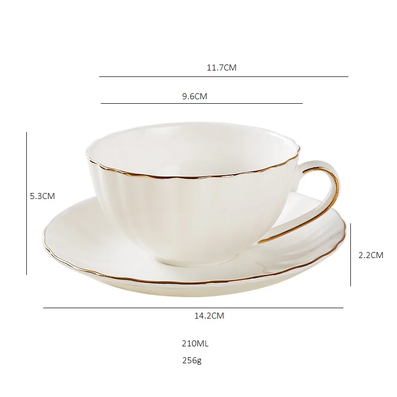 European Style Flower Design Coffee Set 210ml Tea Gols Painting Lines Business Gift Friends' Present | Дом и сад