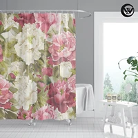 fashion 3d flower cartoon environmentally friendly polyester shower curtain for children flower waterproof bathroom curtain