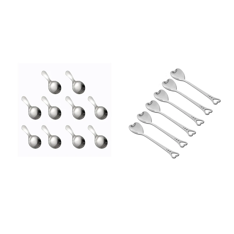 

16 Pcs Stainless Steel Condiments Spoon Dessert Spoon Tea Coffee Spoons, 10 Pcs 9 X 4.5cm & 6 Pcs 14.4X3.2cm