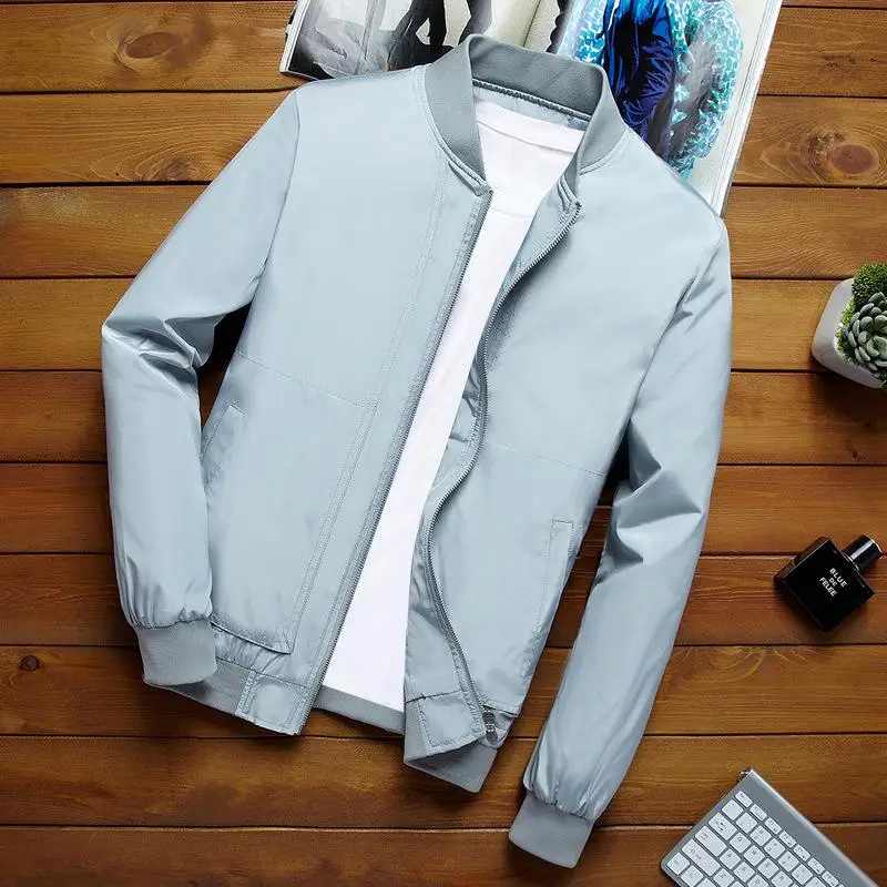 

2020 Brand Mens Bomber Jacket Thin Men Baseball Jackets Coat Solid Color Casual Jacket Overcoat For Male Clothing