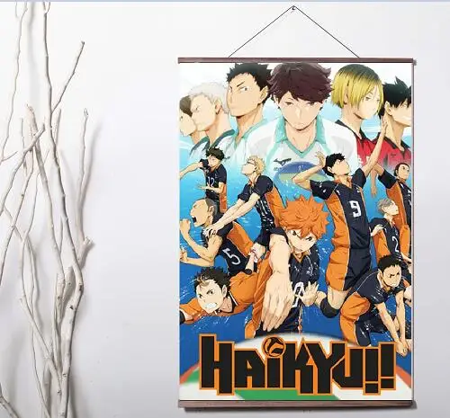 

Лот стиль Haikyuu аниме Искусство Печать на холсте постер живопись с твердой древесиной подвесной свиток