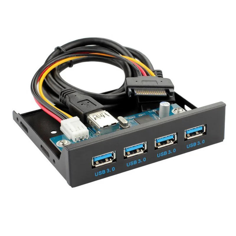3," Передняя панель материнская плата 20Pin до 4 порта USB 3,0 концентратор адаптер Внутренний флоппи-отсек кронштейн w/SATA питания, 80 см кабель